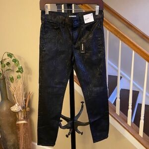 Express Jeans NWT Ankle Leggings Mid Rise Snake Print Black Size 2S